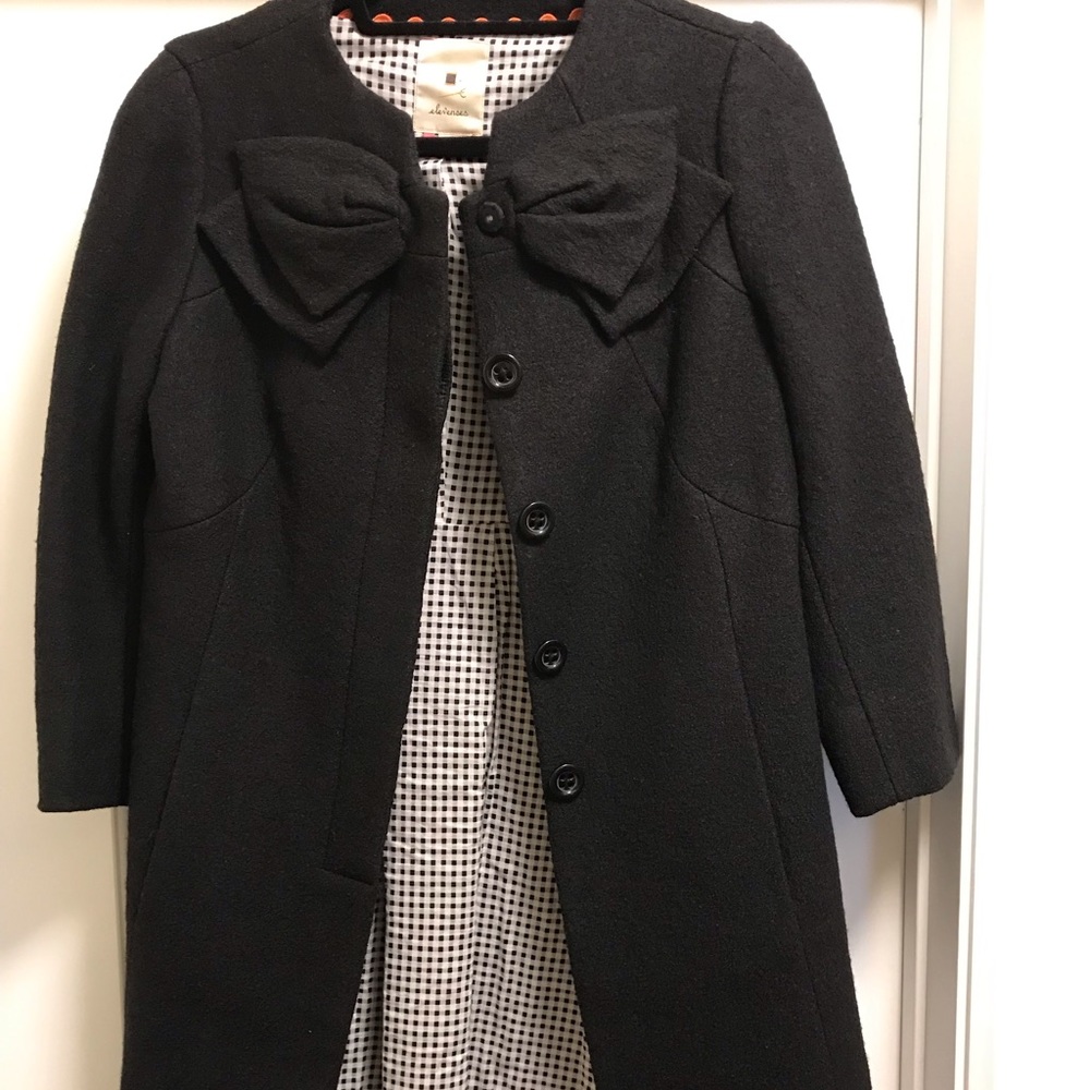Anthropologie Elevenses Wool Bow Jacket